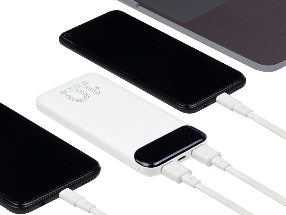 Внешний аккумулятор с дисплеем 10000 mAh белый - фото 14