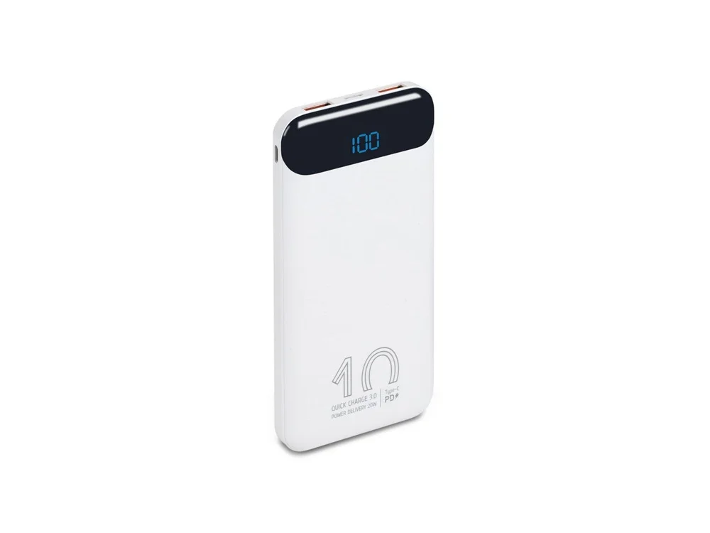 Внешний аккумулятор с дисплеем 10000 mAh белый - фото 2