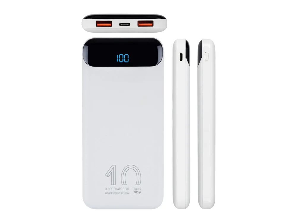 Внешний аккумулятор с дисплеем 10000 mAh белый - фото 7