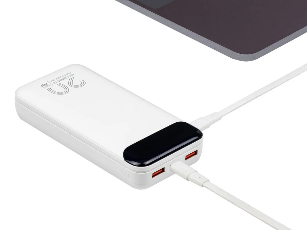 Внешний аккумулятор с дисплеем 20000 mAh белый - фото 12
