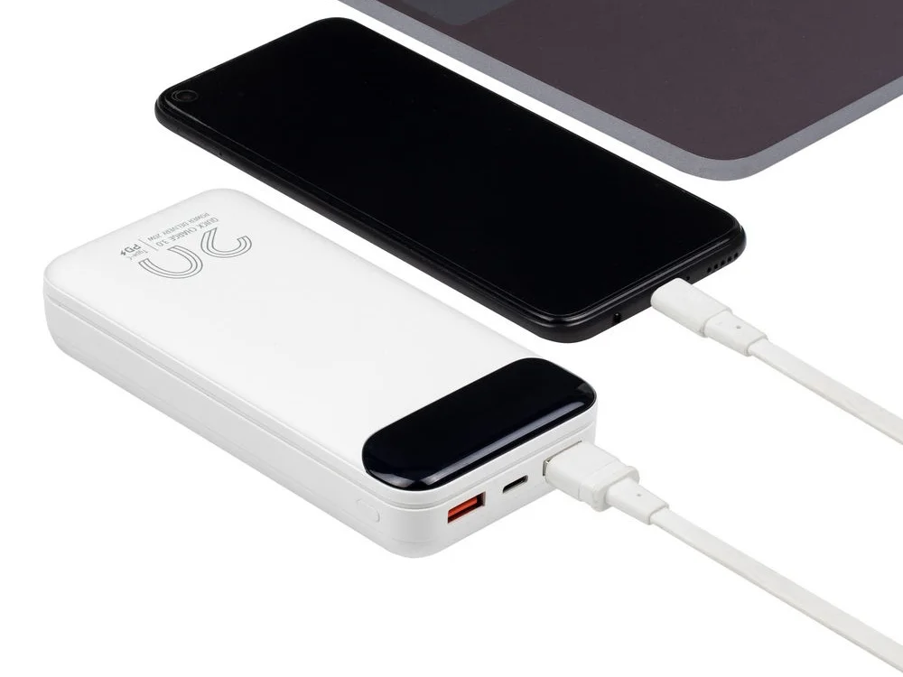 Внешний аккумулятор с дисплеем 20000 mAh белый - фото 14