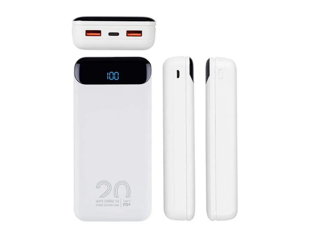 Внешний аккумулятор с дисплеем 20000 mAh белый - фото 6