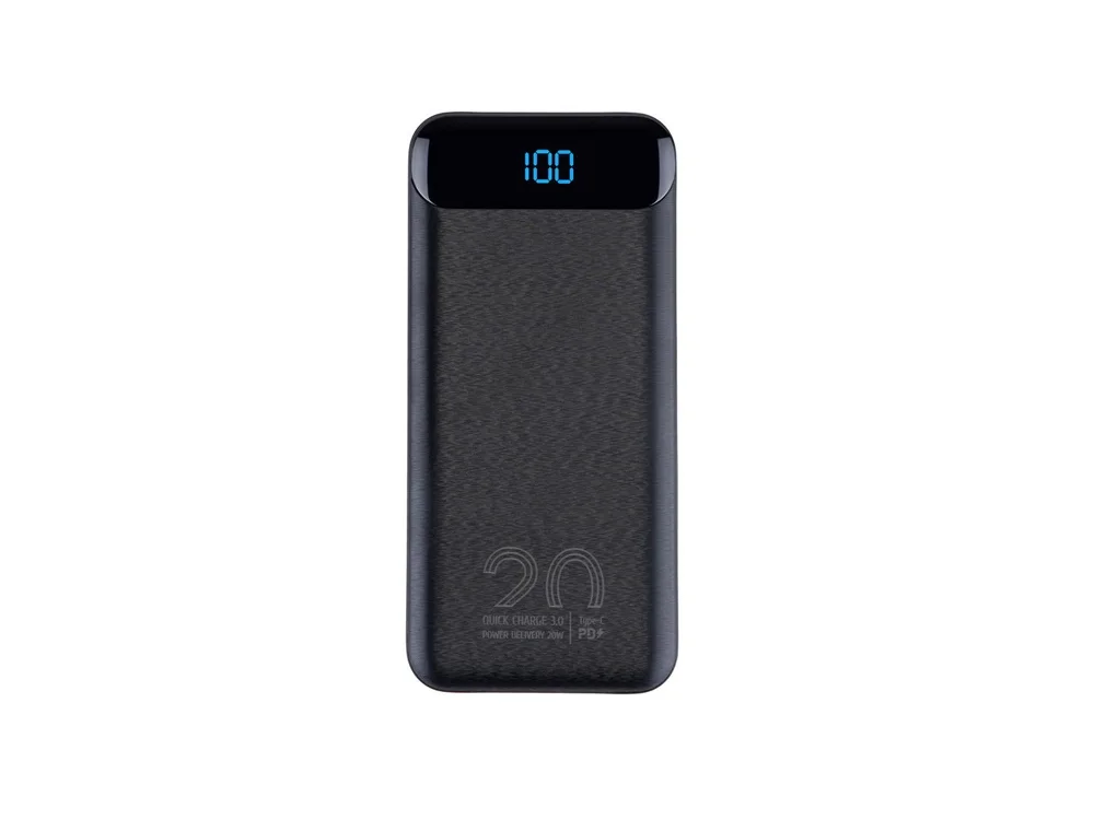 Внешний аккумулятор с дисплеем 20000 mAh черный - фото 1