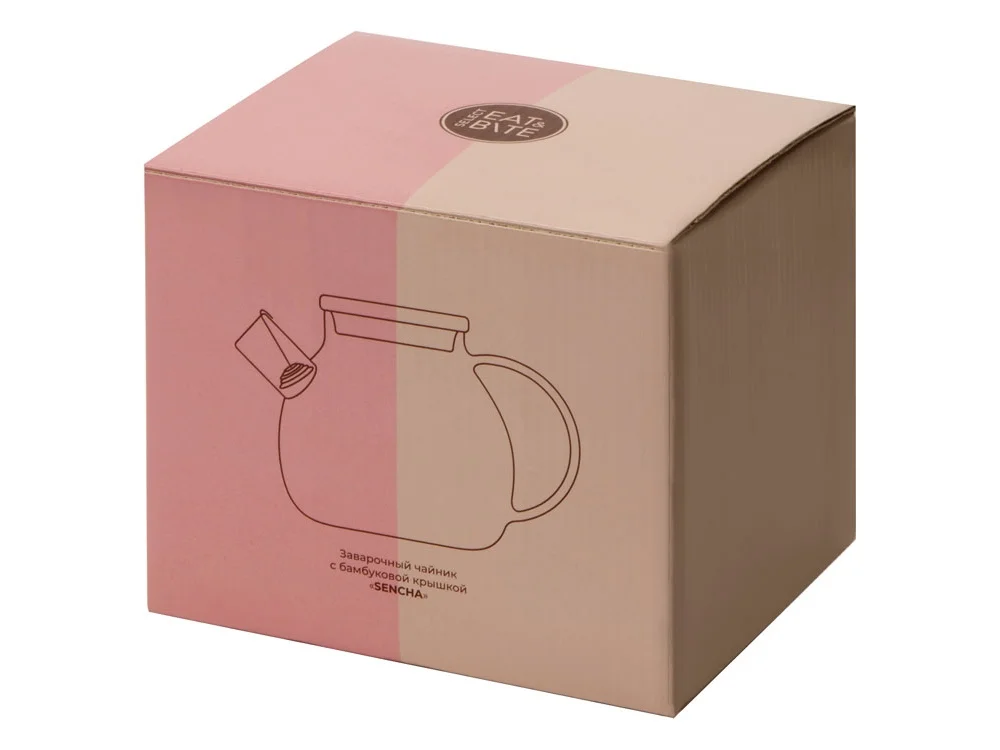 Заварочный чайник с бамбуковой крышкой Sencha прозрачный коричневая крышка 800 мл - фото 7