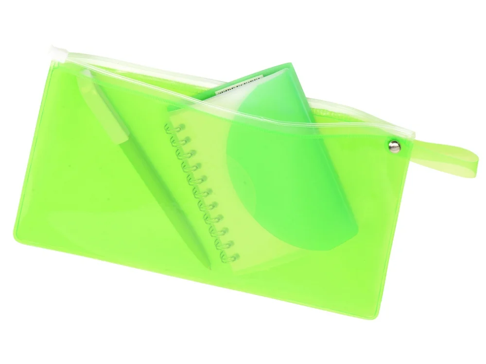 Набор Smart mini блокнот- прозрачный/зеленое яблоко ручка- зеленое яблоко/белый пенал- зеленое яблоко прозрачный - фото 2