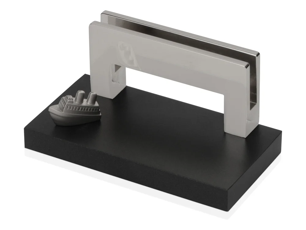 Подставка для визиток Круиз серебристый/черный