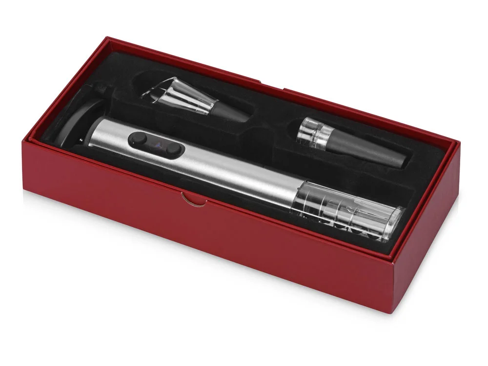 Набор аксессуаров для вина с электрическим штопором Sicilia черный серебристый прозрачный - фото 9