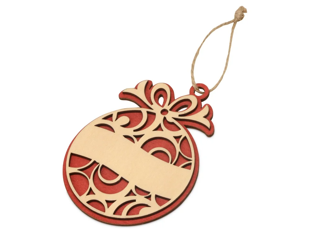 Подвеска «Новогодний шар», натуральный/красный