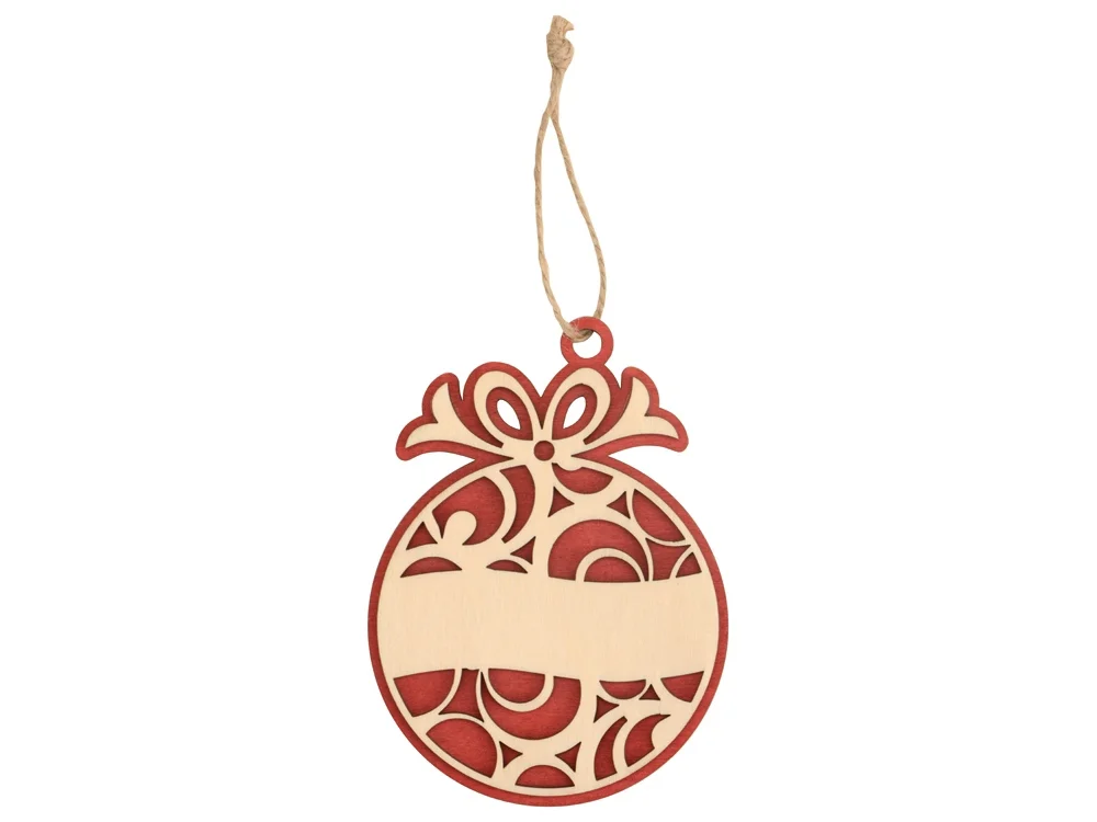 Подвеска Новогодний шар натуральный/красный - фото 2