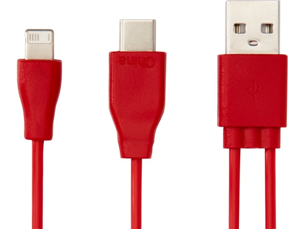 Двусторонний кабель для зарядки Ario 3-в-1 в тканевой оплетке красный - фото 5