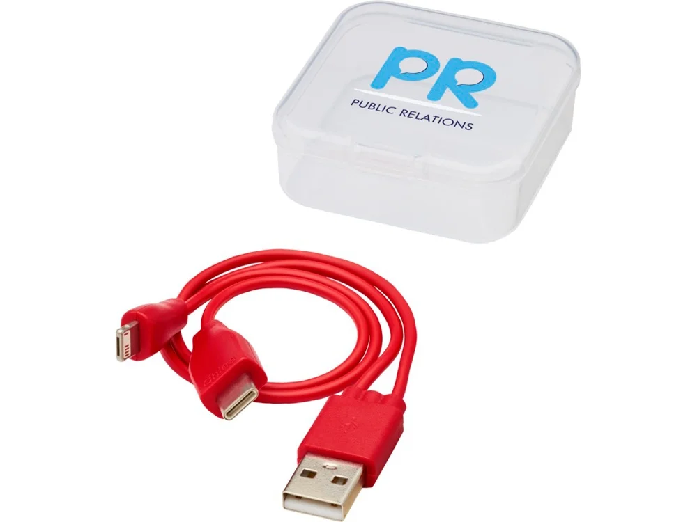 Двусторонний кабель для зарядки Ario 3-в-1 в тканевой оплетке красный - фото 6