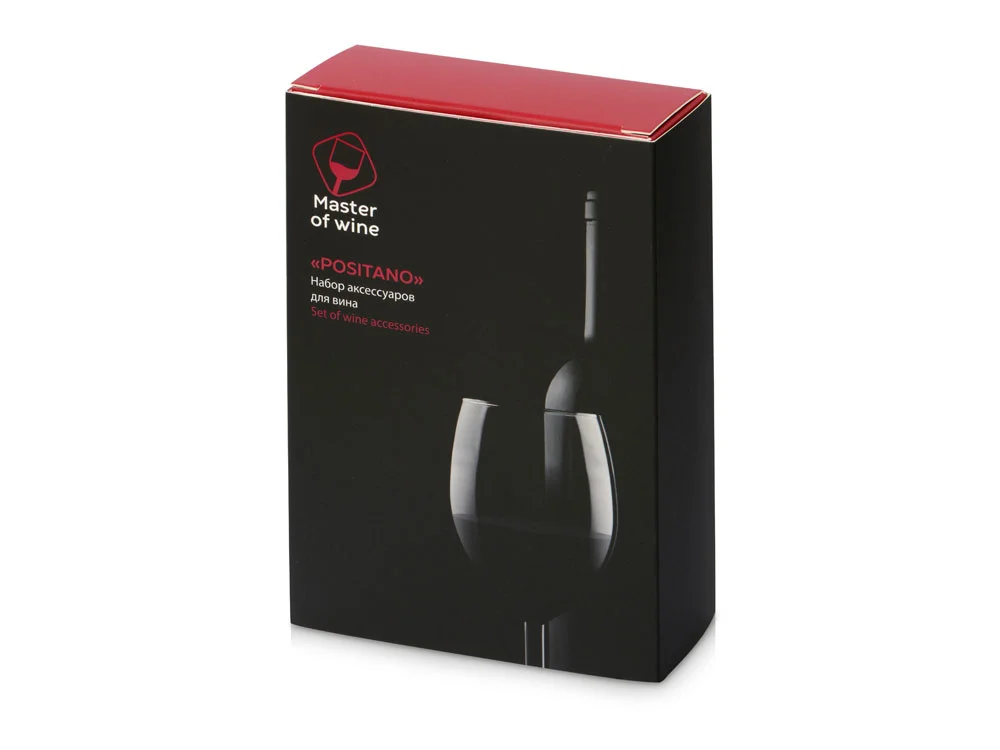 Набор для вина с аэратором и вакуумной пробкой Positano черный/прозрачный - фото 10