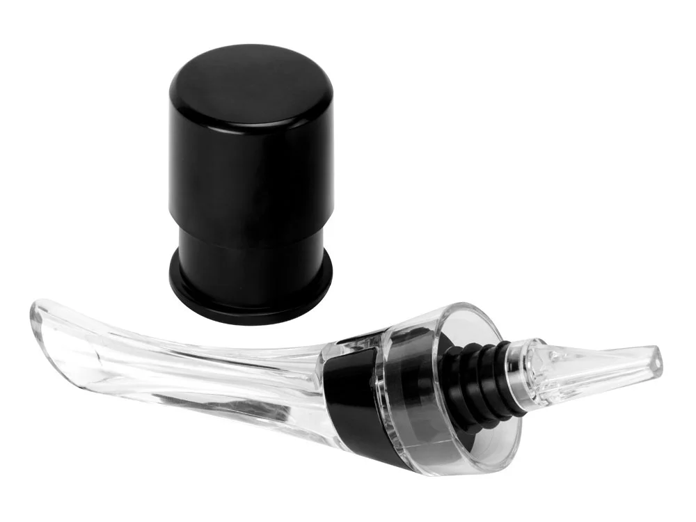 Набор для вина с аэратором и вакуумной пробкой Positano черный/прозрачный - фото 3