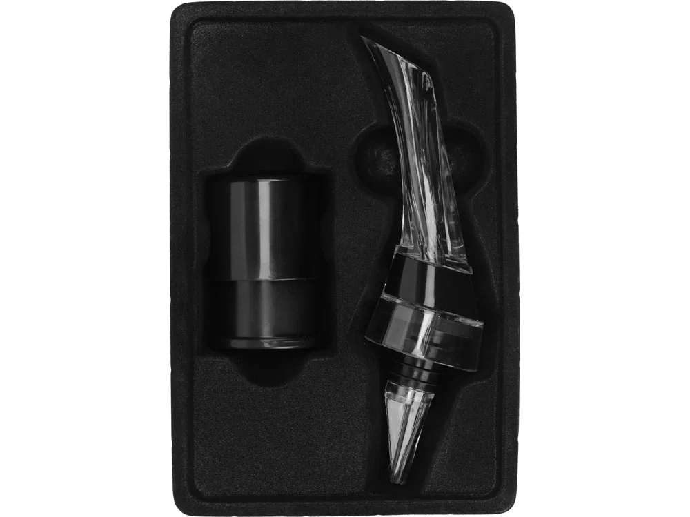 Набор для вина с аэратором и вакуумной пробкой Positano черный/прозрачный - фото 9