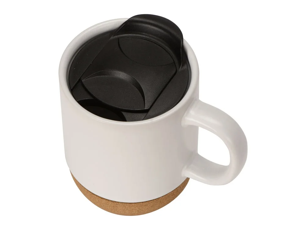 Кружка с пробковым дном и крышкой Denpasar белый матовый 400 мл - фото 2