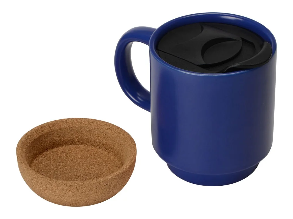 Кружка с пробковым дном и крышкой «Denpasar», синий матовый, 400 мл - фото 3