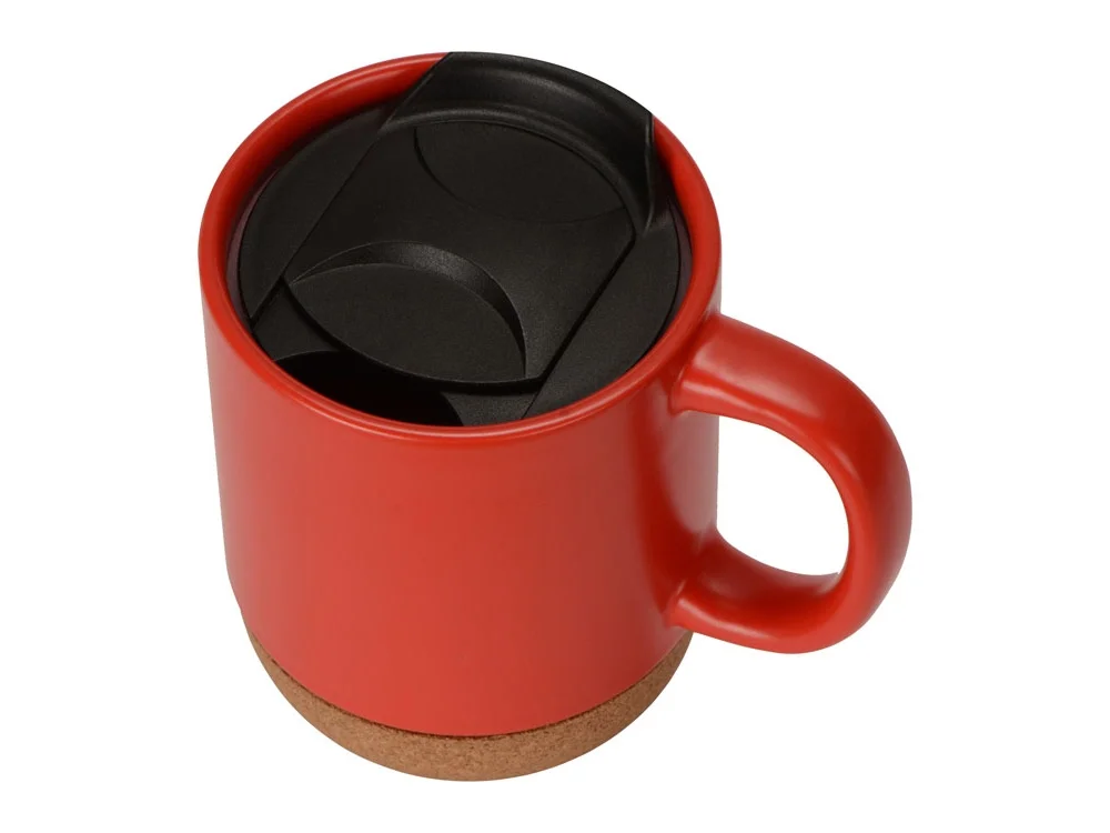 Кружка с пробковым дном и крышкой Denpasar красный матовый 400 мл - фото 2