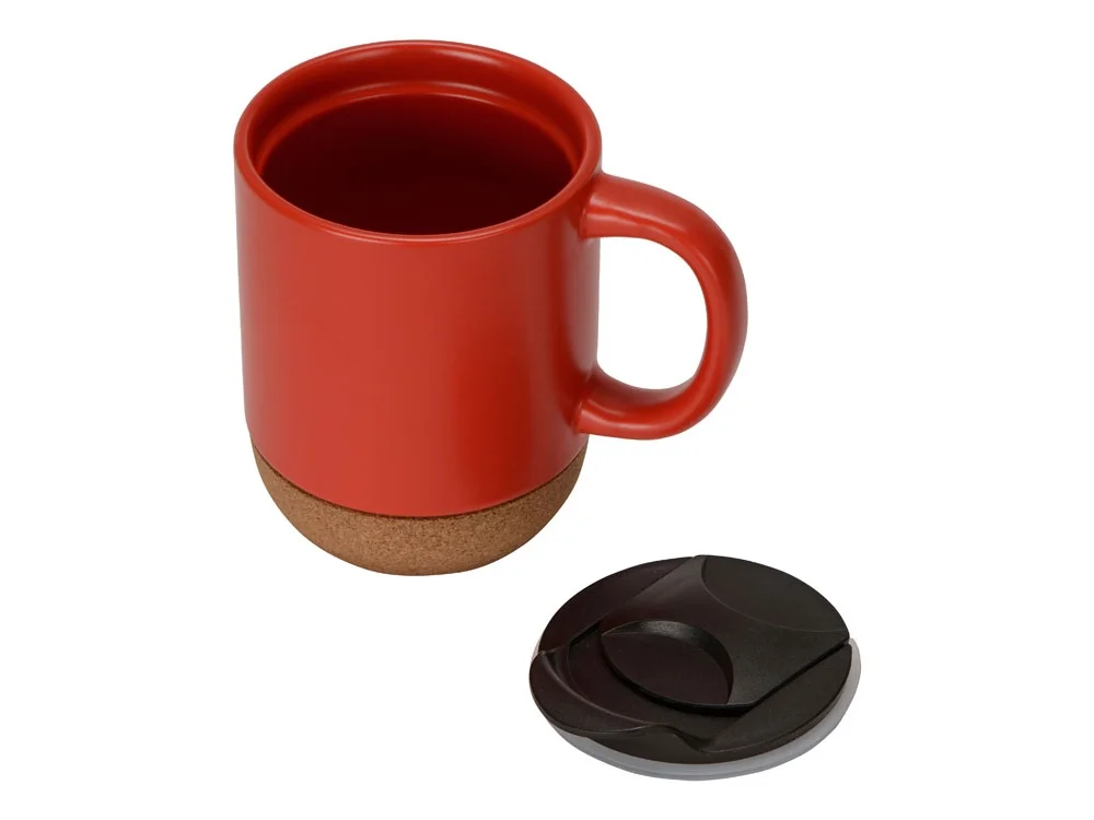 Кружка с пробковым дном и крышкой Denpasar красный матовый 400 мл - фото 4
