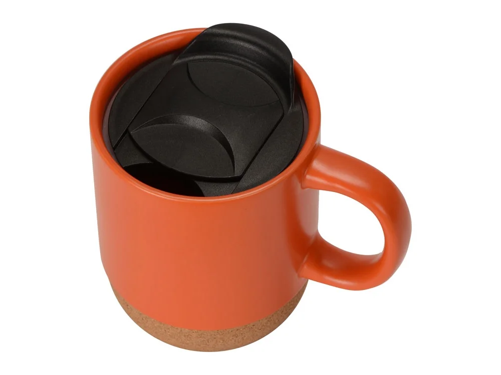 Кружка с пробковым дном и крышкой Denpasar оранжевый матовый 400 мл - фото 2