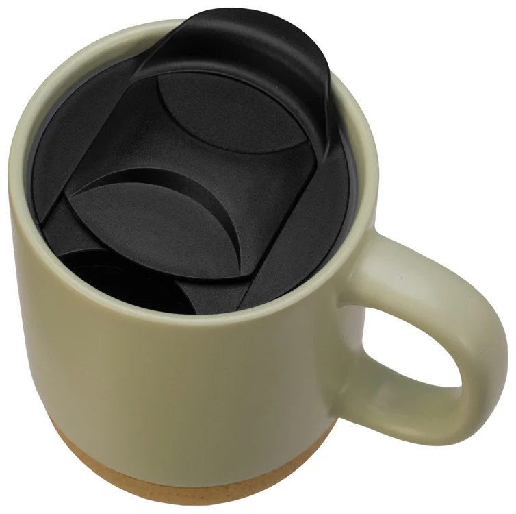 Кружка с пробковым дном и крышкой Denpasar зеленый оливковый 400 мл - фото 2