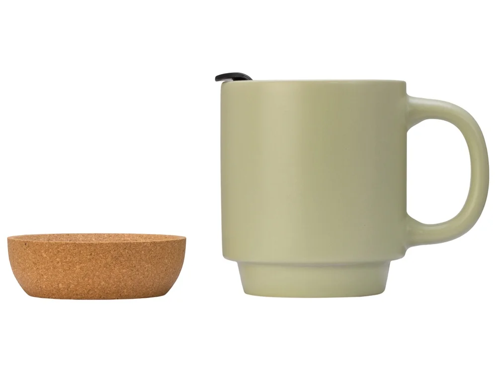 Кружка с пробковым дном и крышкой Denpasar зеленый оливковый 400 мл - фото 6