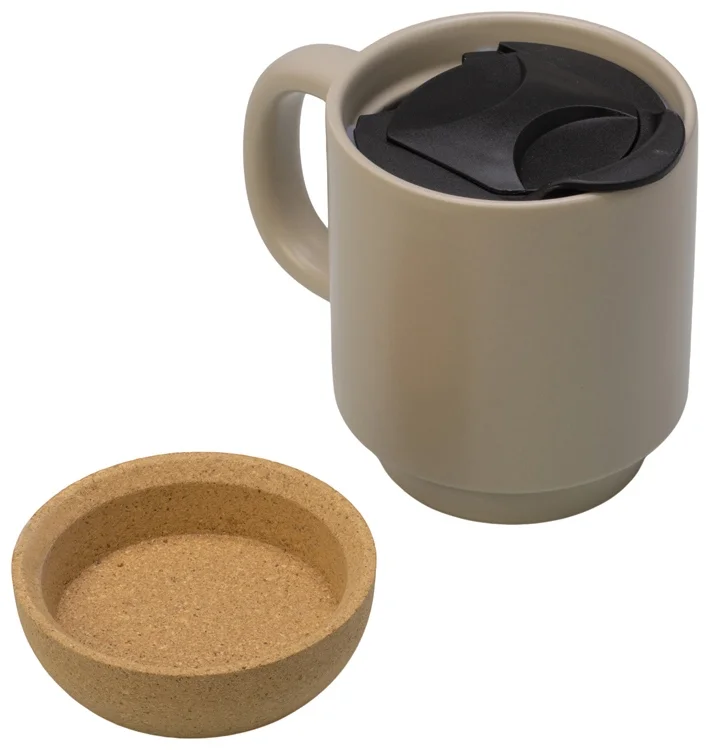 Кружка с пробковым дном и крышкой Denpasar бежевый 400 мл - фото 3
