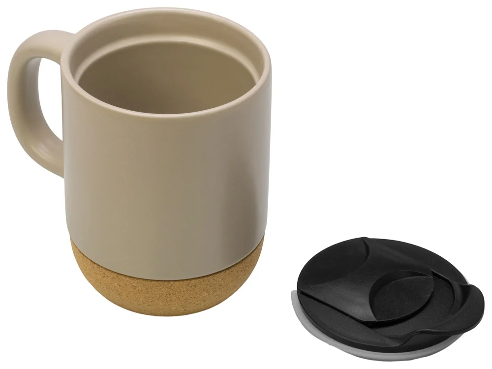 Кружка с пробковым дном и крышкой Denpasar бежевый 400 мл - фото 4