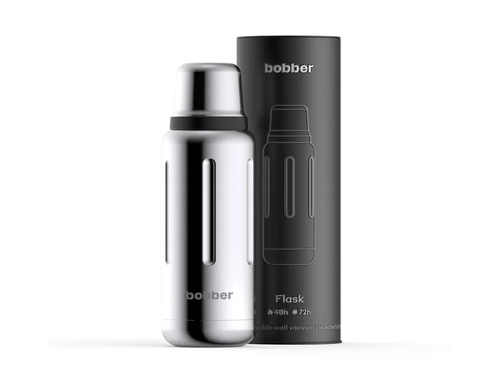 Вакуумный термос Flask 1 л серебристый зеркальный 1000 мл - фото 1