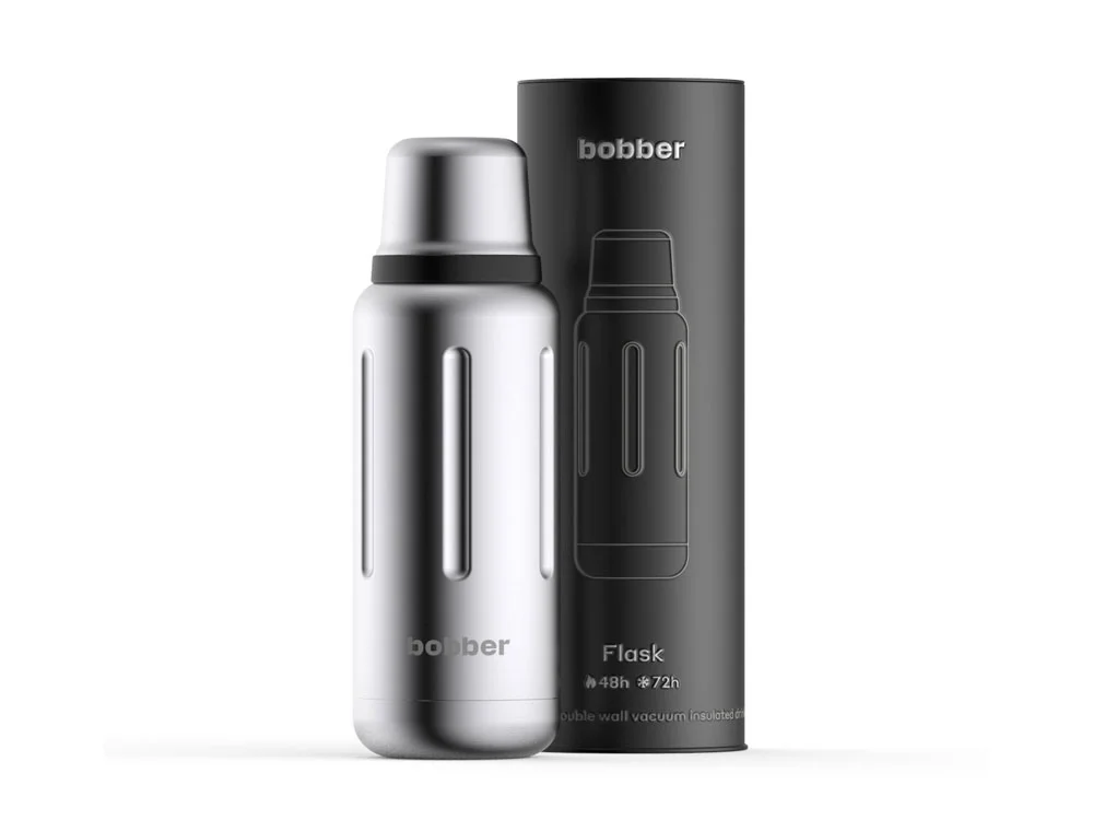 Вакуумный термос Flask 1 л серебристый матовый 1000 мл - фото 1