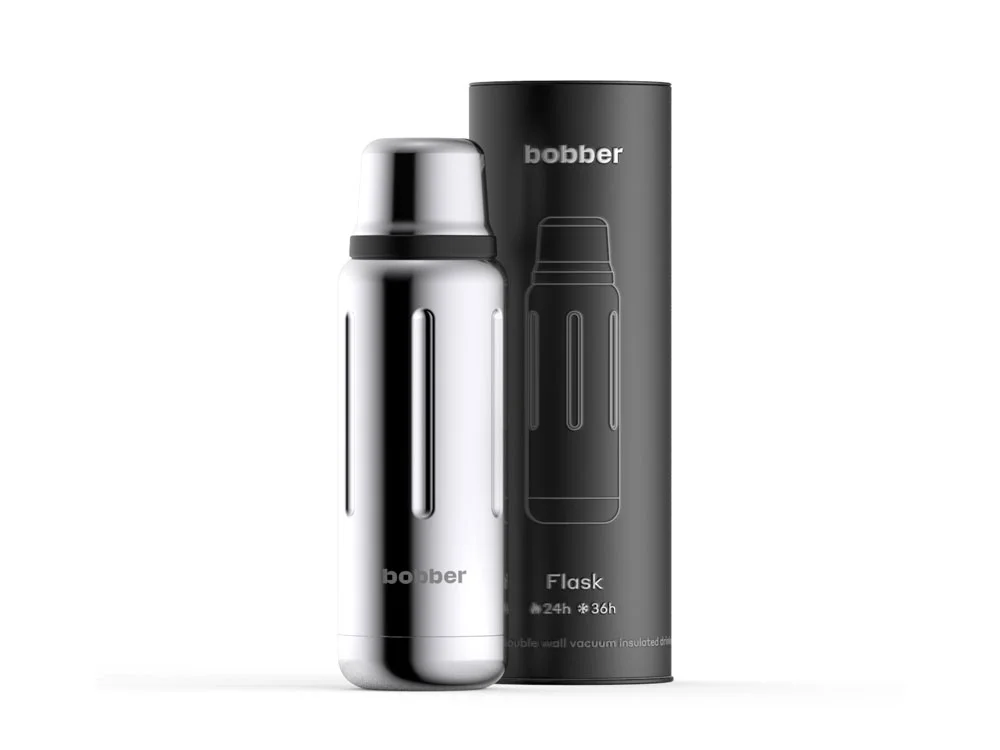 Вакуумный термос Flask 470 мл серебристый зеркальный - фото 1
