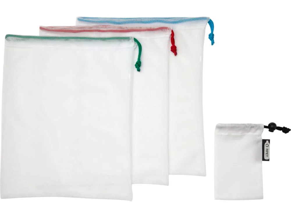 Набор сетчатых сумок «Trio» из вторичного ПЭТ, белый - фото 5