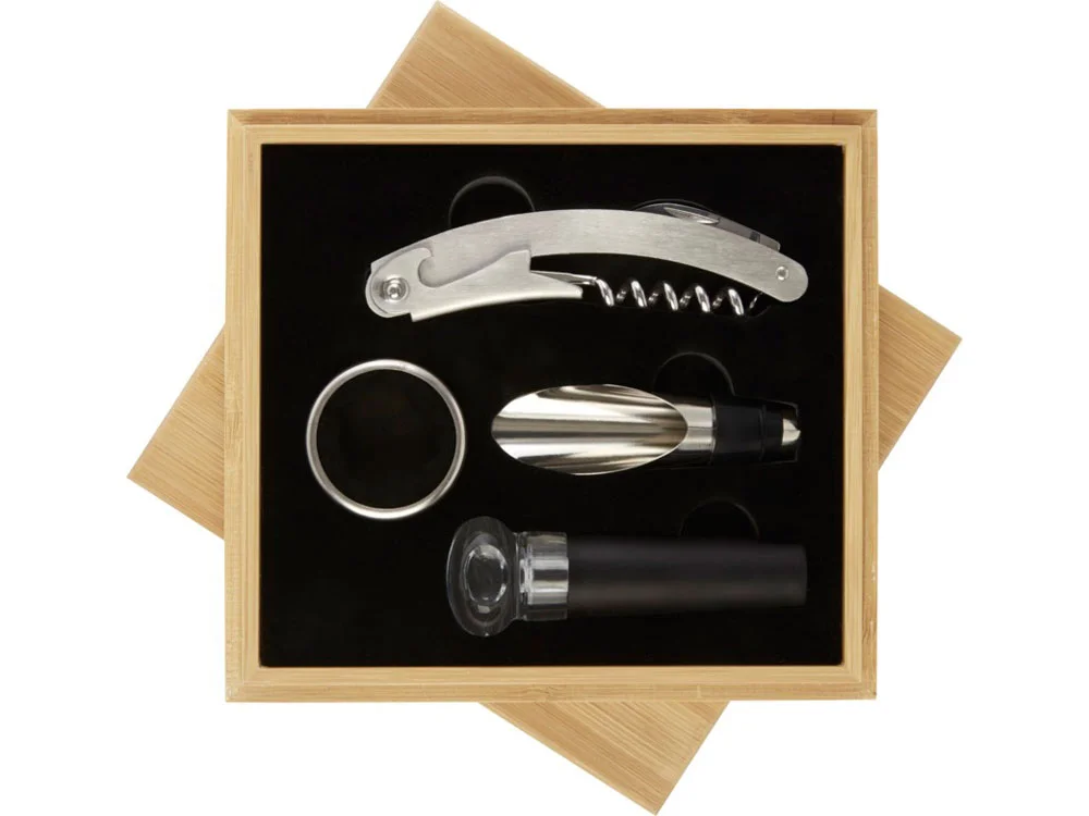 Набор аксессуаров для вина «Syrat», серебристый/натуральный - фото 3