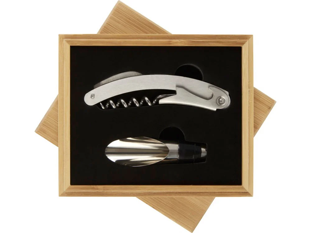 Набор аксессуаров для вина Merlou серебристый/натуральный - фото 3