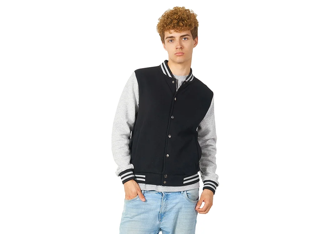 Бомбер «Oxford», унисекс, черный/серый меланж, S - фото 2
