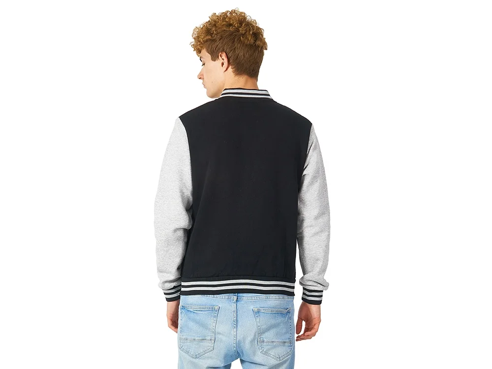 Бомбер «Oxford», унисекс, черный/серый меланж, S - фото 5