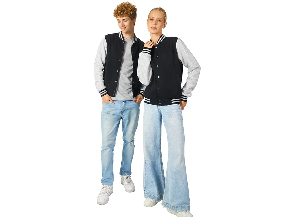 Бомбер «Oxford», унисекс, черный/серый меланж, S - фото 6