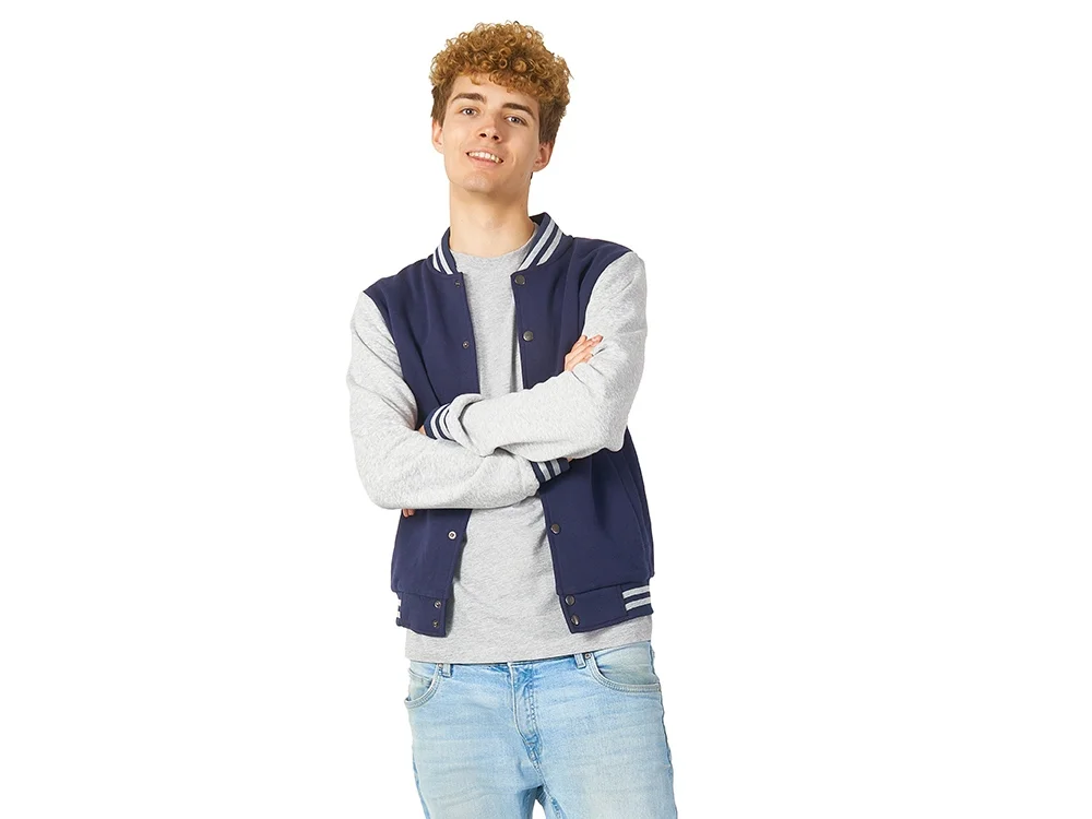 Бомбер Oxford унисекс темно-синий/серый меланж L - фото 3