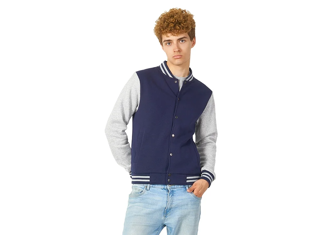 Бомбер «Oxford», унисекс, темно-синий/серый меланж, M - фото 2