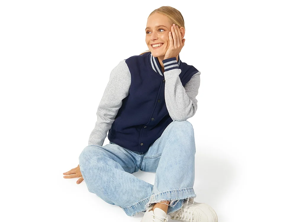 Бомбер «Oxford», унисекс, темно-синий/серый меланж, M - фото 4