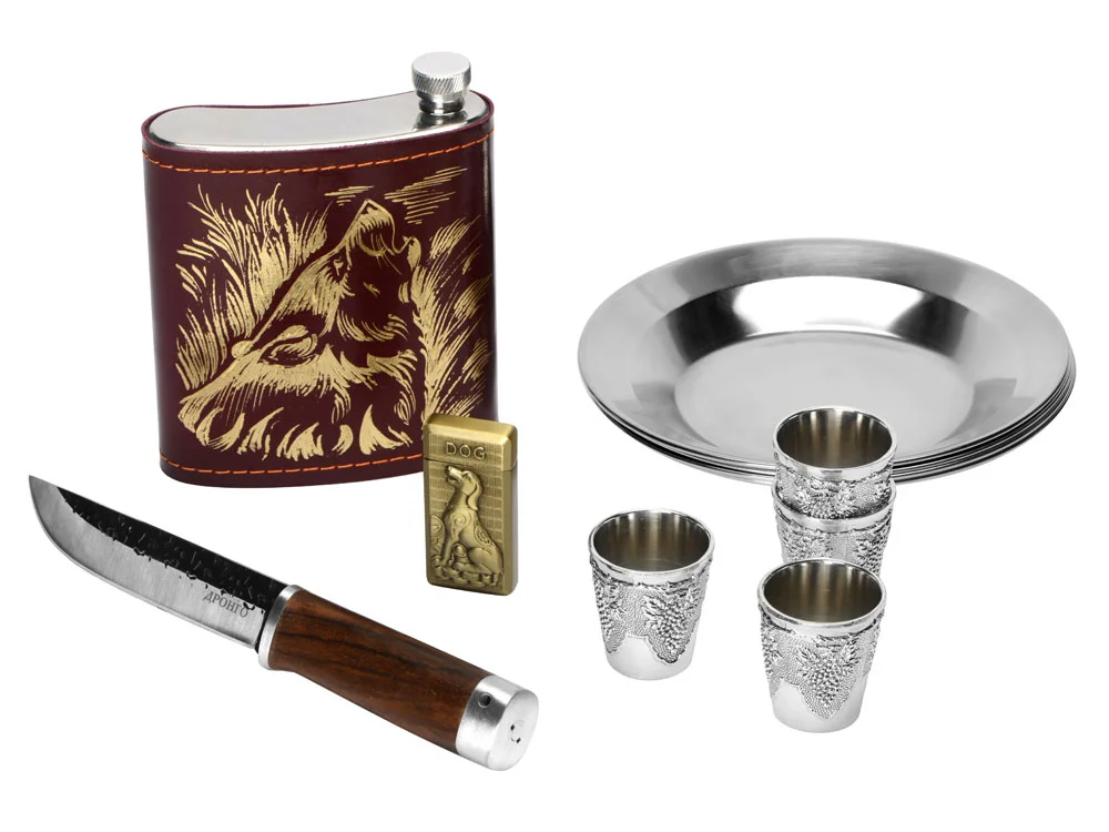 Подарочный набор Пикник в лесу темно-коричневый/бордовый серебристый - фото 2