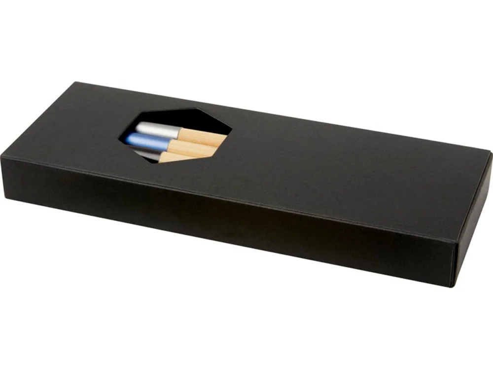 Подарочный набор Kerf с тремя бамбуковыми ручками натуральный черный синий серебристый - фото 5