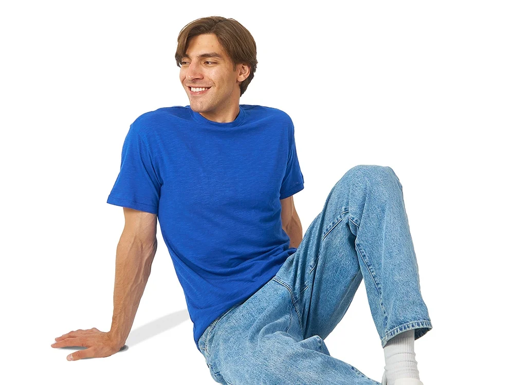 Футболка из текстурного джерси Portofino унисекс классический синий L - фото 4