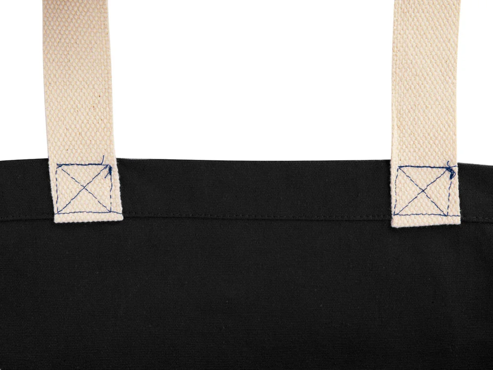 Сумка Donny из хлопка 250г/м2 с донной складкой и парусиновыми ручками черный - фото 4