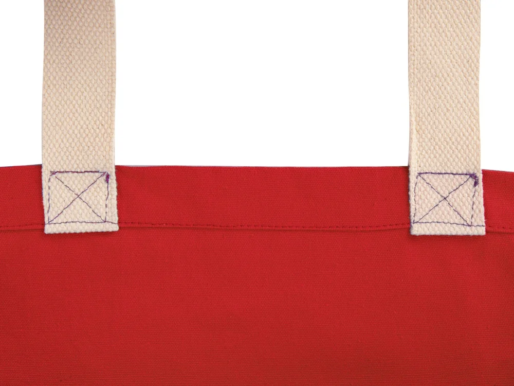 Сумка «Donny» из  хлопка 250г/м2 с донной складкой и парусиновыми ручками, красный - фото 4
