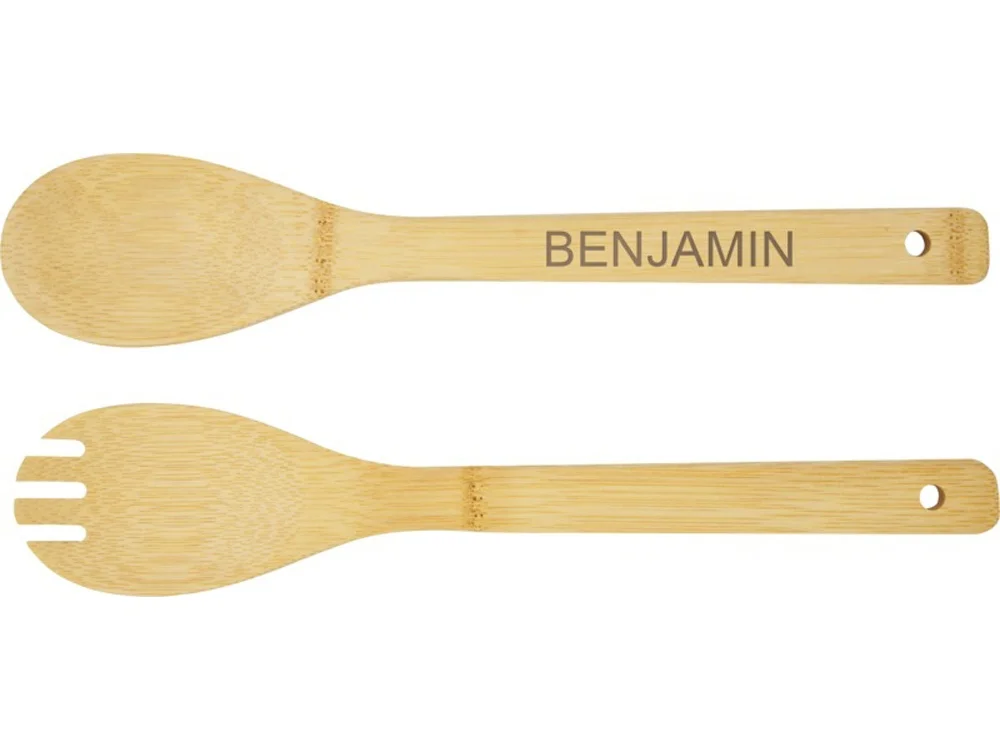 Бамбуковая салатница и приборы Argulls натуральный - фото 5