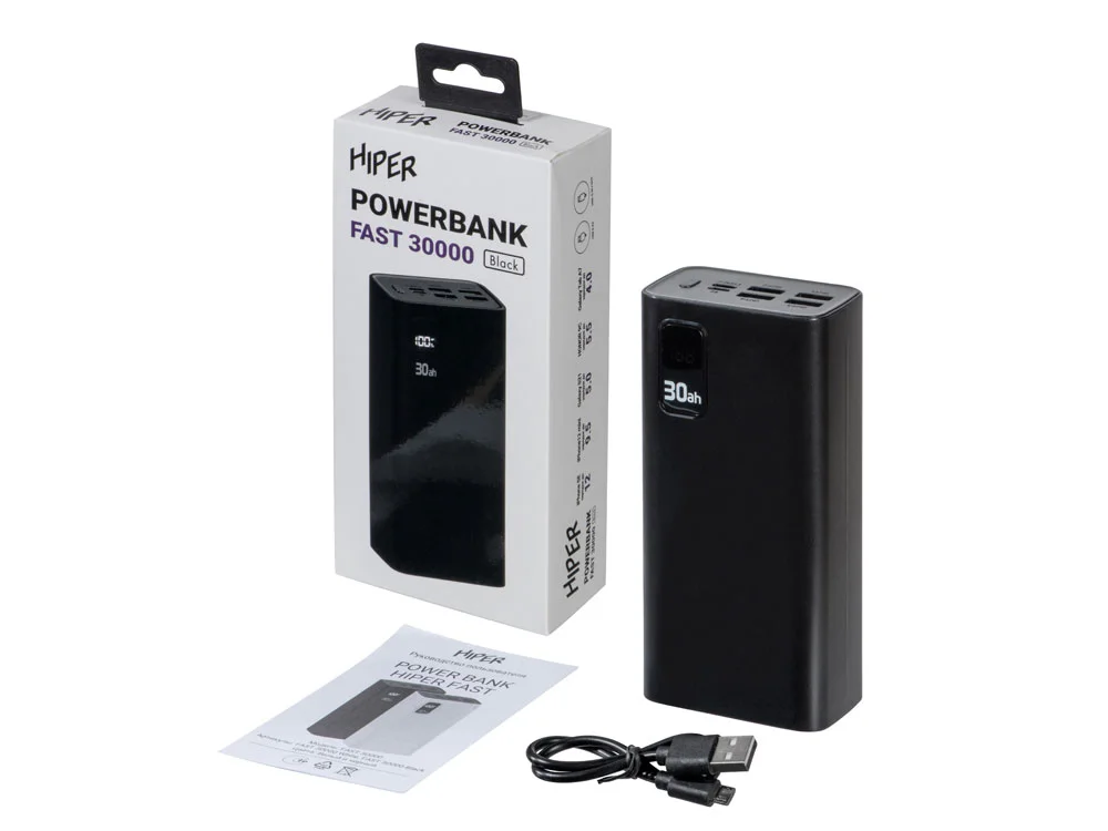 Портативный внешний аккумулятор FAST 30000 mAh черный - фото 8