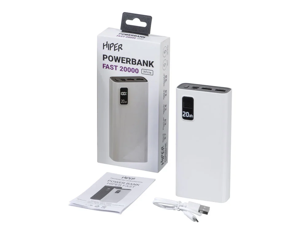 Портативный внешний аккумулятор FAST 20000 mAh белый - фото 8