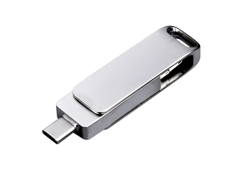 USB 2.0-флешка на 32 Гб 3-в-1 с разъемами Micro USB и USB-C серебристый 32Gb - фото 2