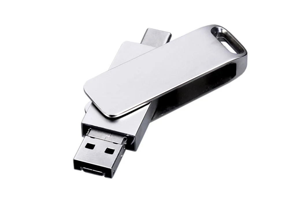 USB 3.0-флешка на 32 Гб 3-в-1 с разъемами Micro USB и USB-C серебристый 32Gb - фото 1