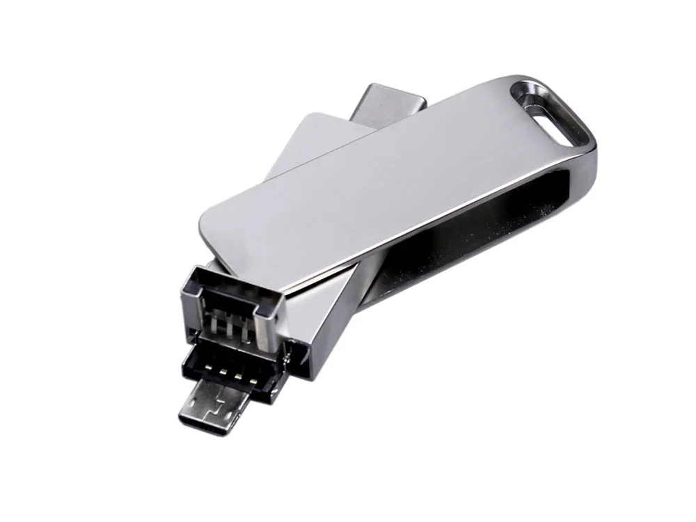 USB 3.0-флешка на 32 Гб 3-в-1 с разъемами Micro USB и USB-C серебристый 32Gb - фото 3